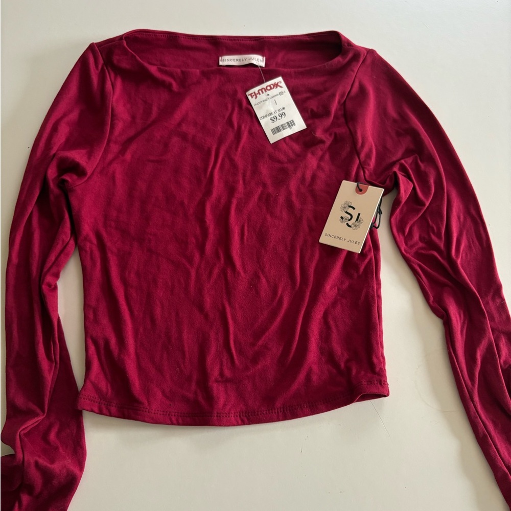 sincerely jules red/burgundy long sleeve top